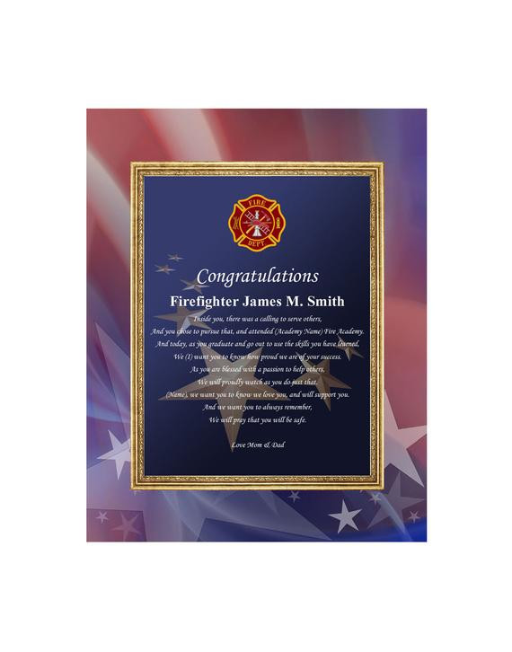 Gift Ideas For Firefighter Graduation
 Personalized firefighter academy graduation t 11x14