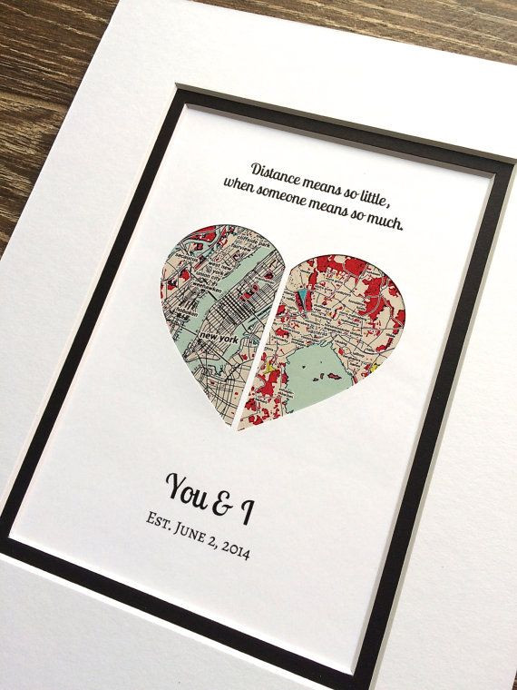Gift Ideas For Girlfriend Long Distance
 Long Distance Relationship Map Art Christmas Gift Gift