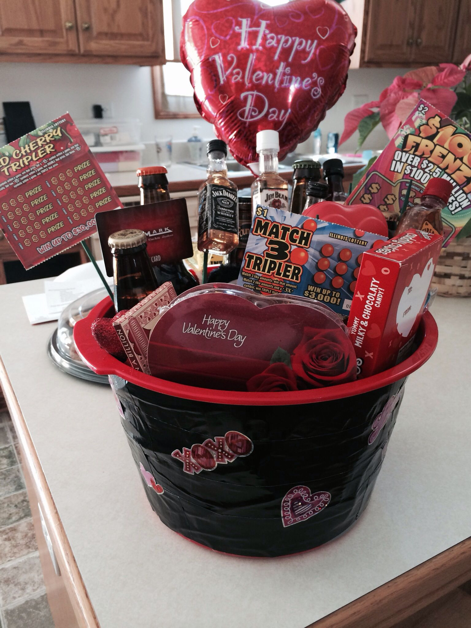 Gift Ideas For Him On Valentine'S Day
 Valentines day basket for him I used 6 IPA beers