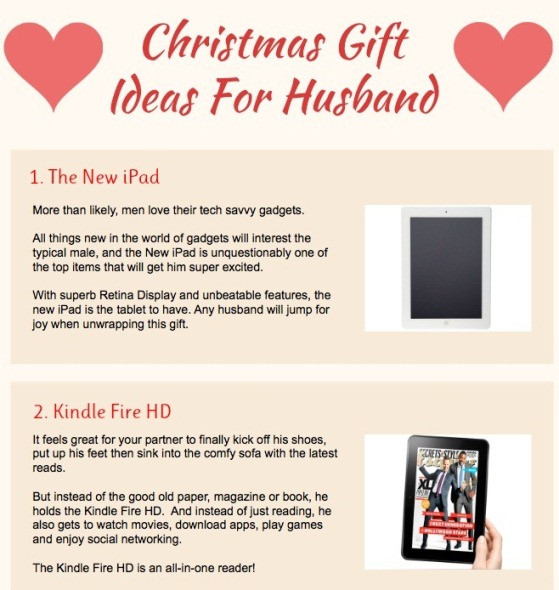 Gift Ideas For Husband Christmas
 Top 5 Christmas Gift Ideas Infographics