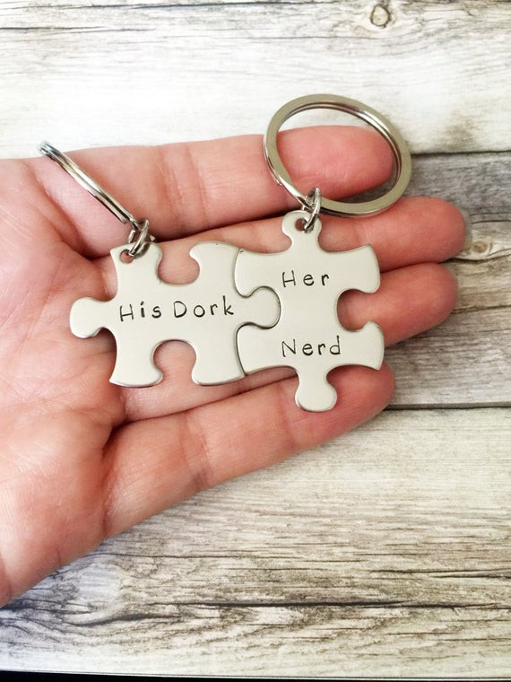 Gift Ideas For Nerdy Girlfriend
 His Dork Her Nerd Keychains Couples Keychain set Geekery