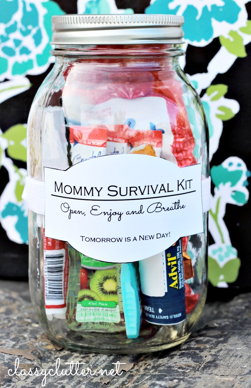 Gift Ideas For Someone Who Just Had A Baby
 Mommy Survival Kit in a Jar Classy Clutter
