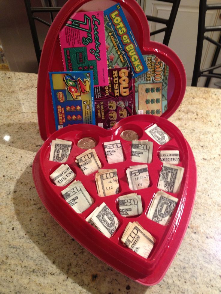 Gift Ideas For Valentines Day
 valentine chocolate heart box with cash and lottery