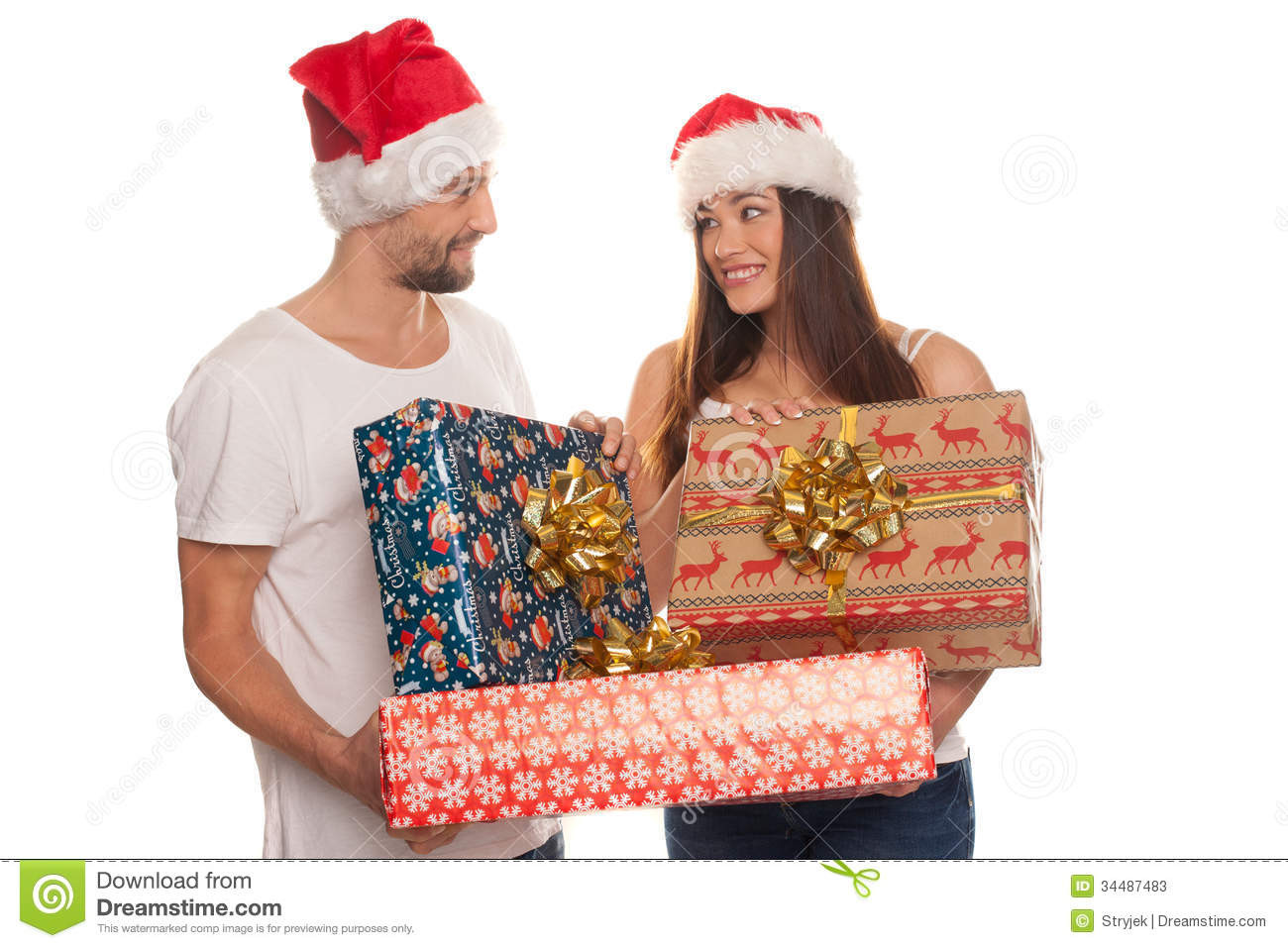 Gift Ideas For Young Couples
 Smiling Young Couple With Xmas Gifts Stock s