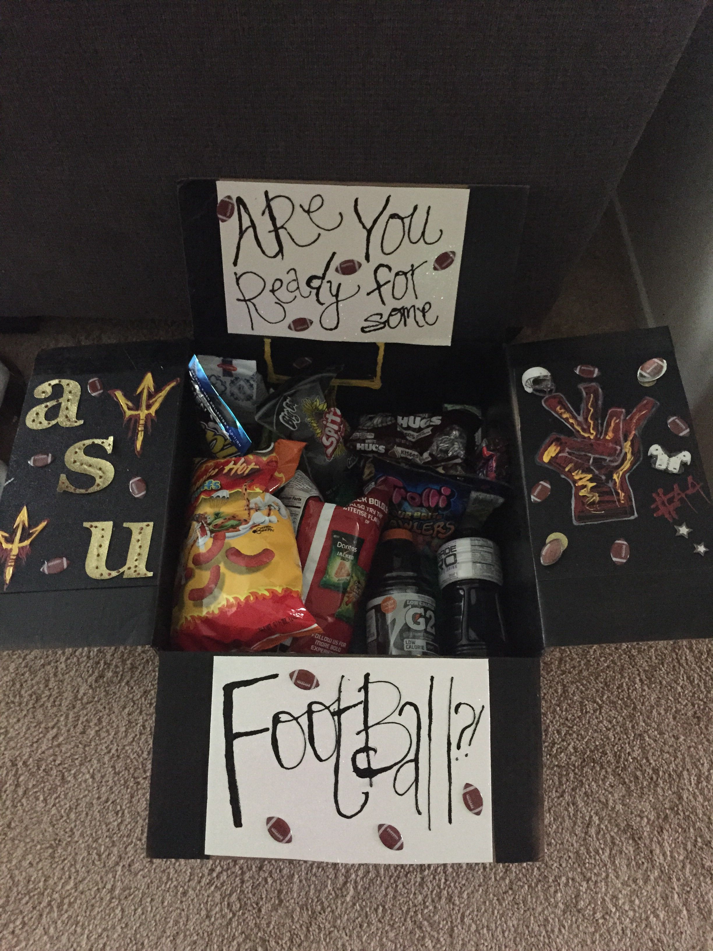Gift Ideas High School Boyfriend
 Football player care package Bf Pinterest