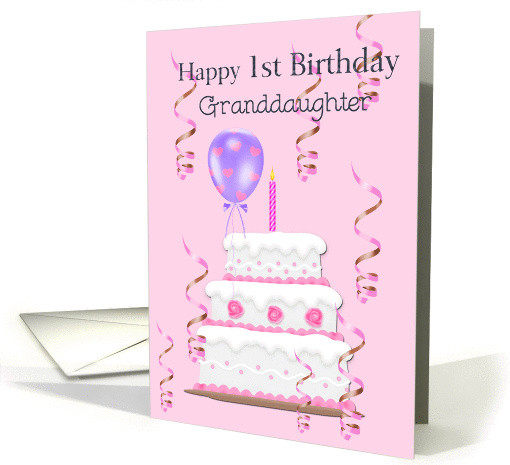 Gifts For Granddaughters First Birthday
 Happy 1st Birthday Granddaughter cake balloons