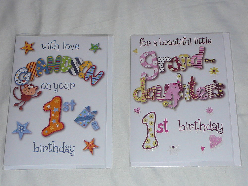 Gifts For Granddaughters First Birthday
 GRANDSON GRANDDAUGHTER 1ST BIRTHDAY CARD BOY GIRL FIRST