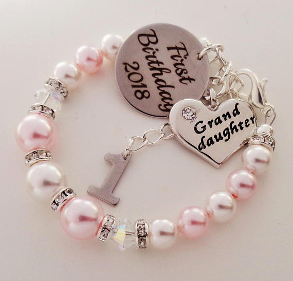 Gifts For Granddaughters First Birthday
 First Birthday 2018 Swarovski Granddaughter bracelet