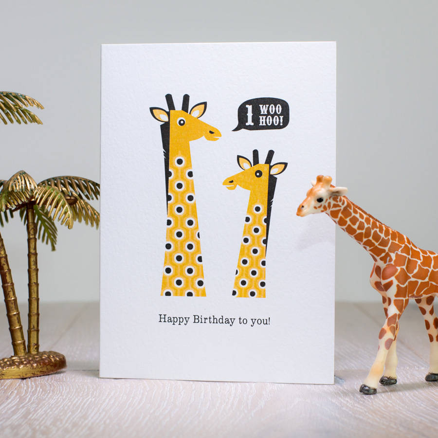 Giraffe Birthday Card
 giraffe first birthday card age one by laura danby