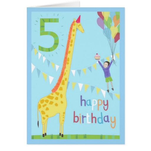 Giraffe Birthday Card
 Birthday Giraffe five today Greeting Card