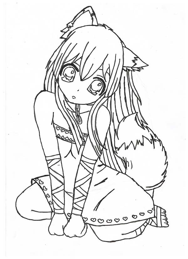 Girl Anime Coloring Pages
 Free Coloring Pages Neko Animie Girl 641