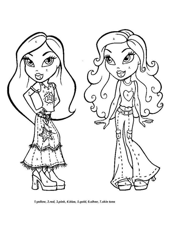 Girl Cartoon Coloring Pages
 color by number coloring pages
