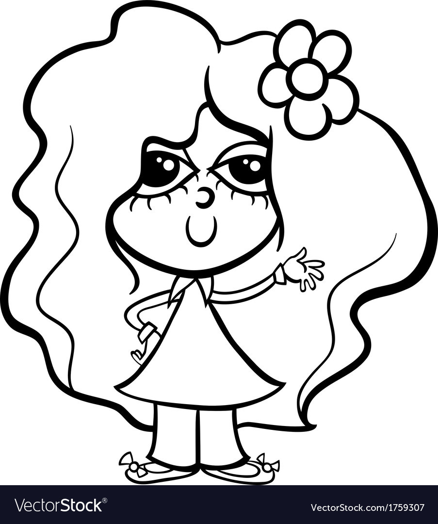 Girl Cartoon Coloring Pages
 Cute girl cartoon coloring page Royalty Free Vector Image