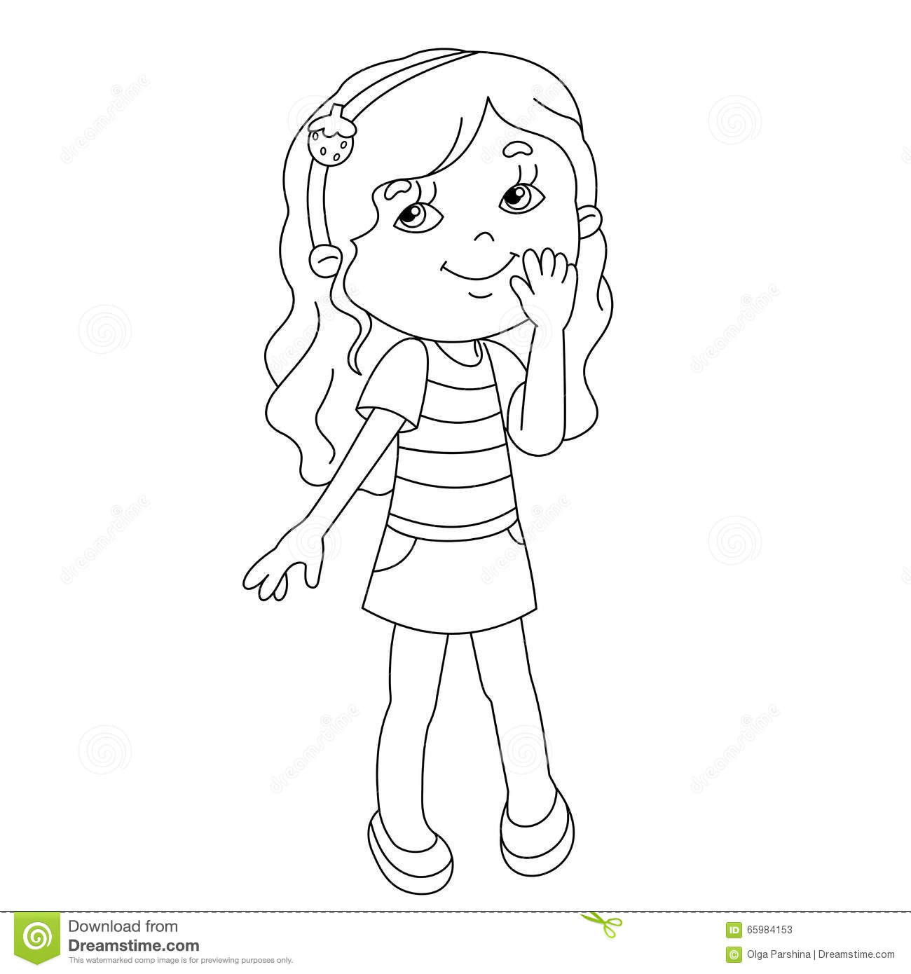 Girl Cartoon Coloring Pages
 Coloring Page Outline Cartoon Girl Stock Vector
