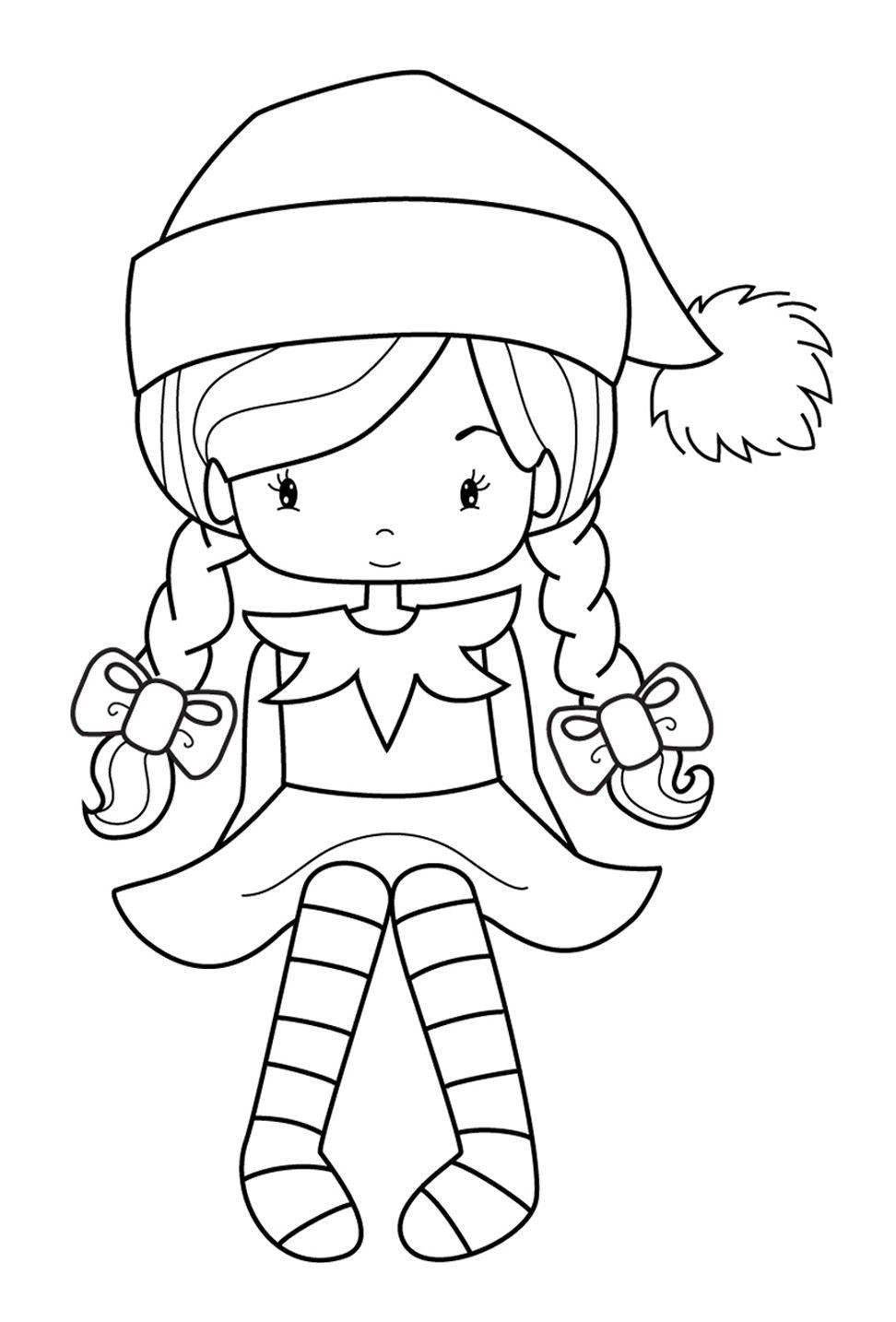Girl Christmas Coloring Pages
 elveswatching girl 972×1434