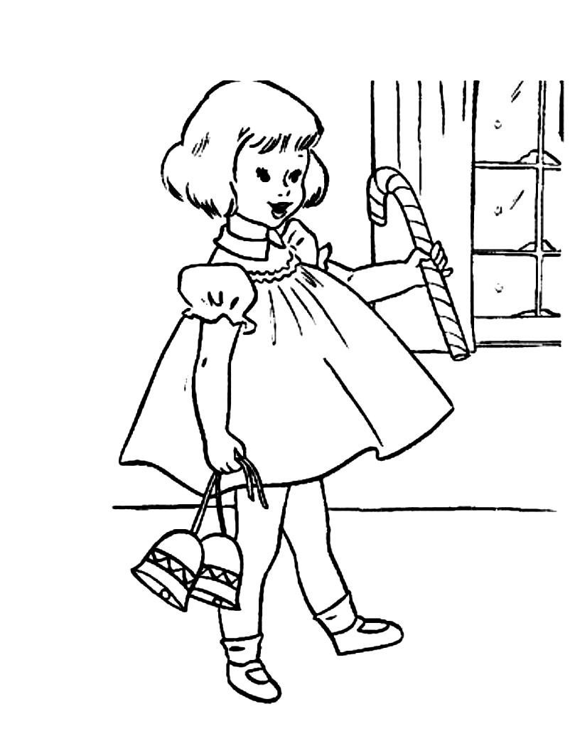 Girl Christmas Coloring Pages
 Christmas Girl Coloring Pages With Gifts
