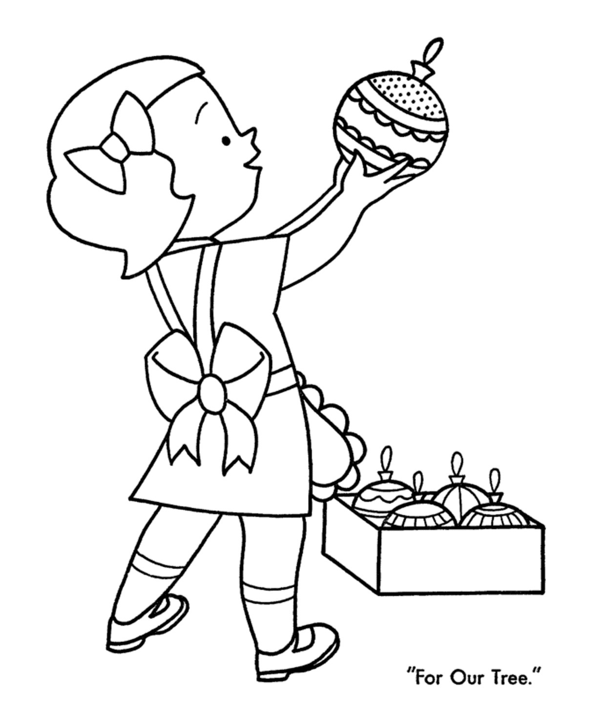 Girl Christmas Coloring Pages
 Little Girl With Ornaments For Christmas Coloring Page