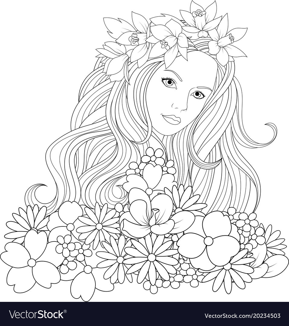 Girl Coloring Books
 Beautiful girl coloring pages Royalty Free Vector Image