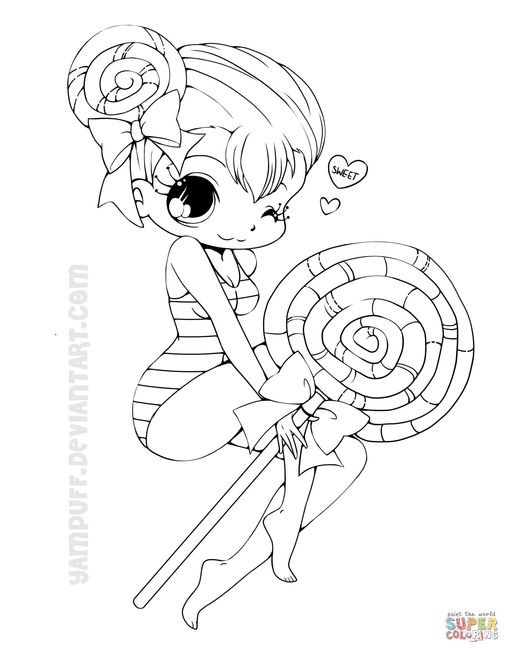 Girl Coloring Sheet
 Chibi Lollipop Girl coloring page