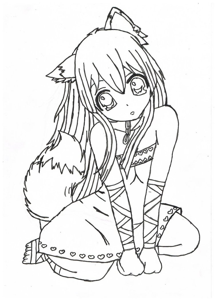 Girl Coloring Sheet
 Anime Girl Coloring Pages coloringsuite
