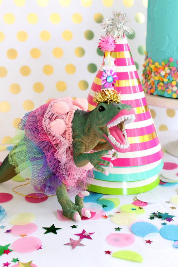 Girl Dinosaur Birthday Party
 Custom Party Trex with Tutu painted birthday decor in