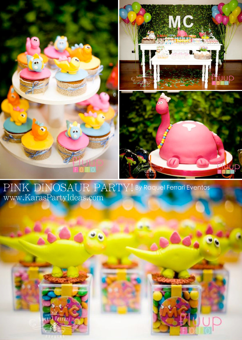 Girl Dinosaur Birthday Party
 Kara s Party Ideas Pink Dinosaur Girl 5th Birthday Party