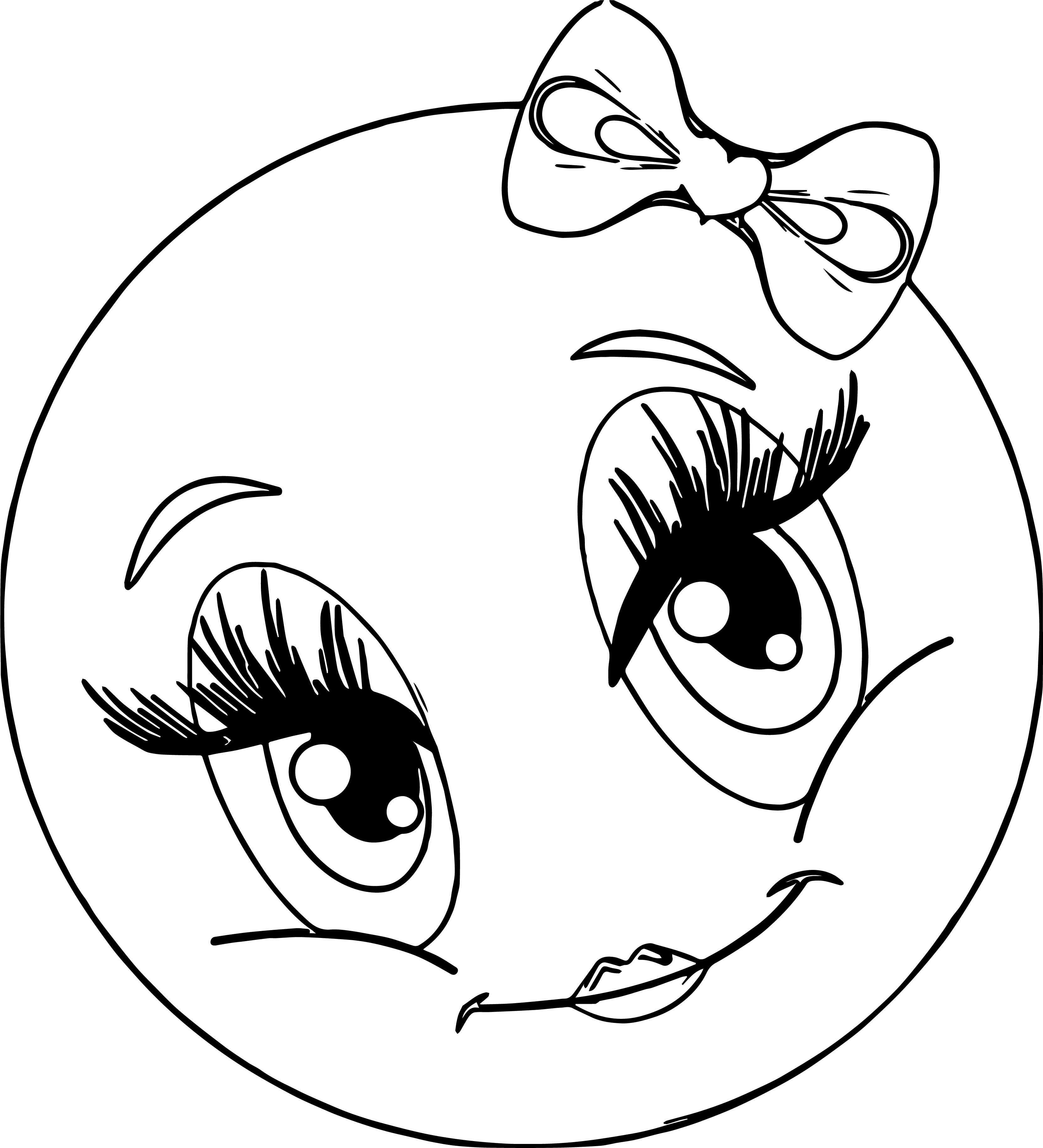 Girl Emoji Coloring Pages
 Cute Girl Smiley Faces Coloring Page