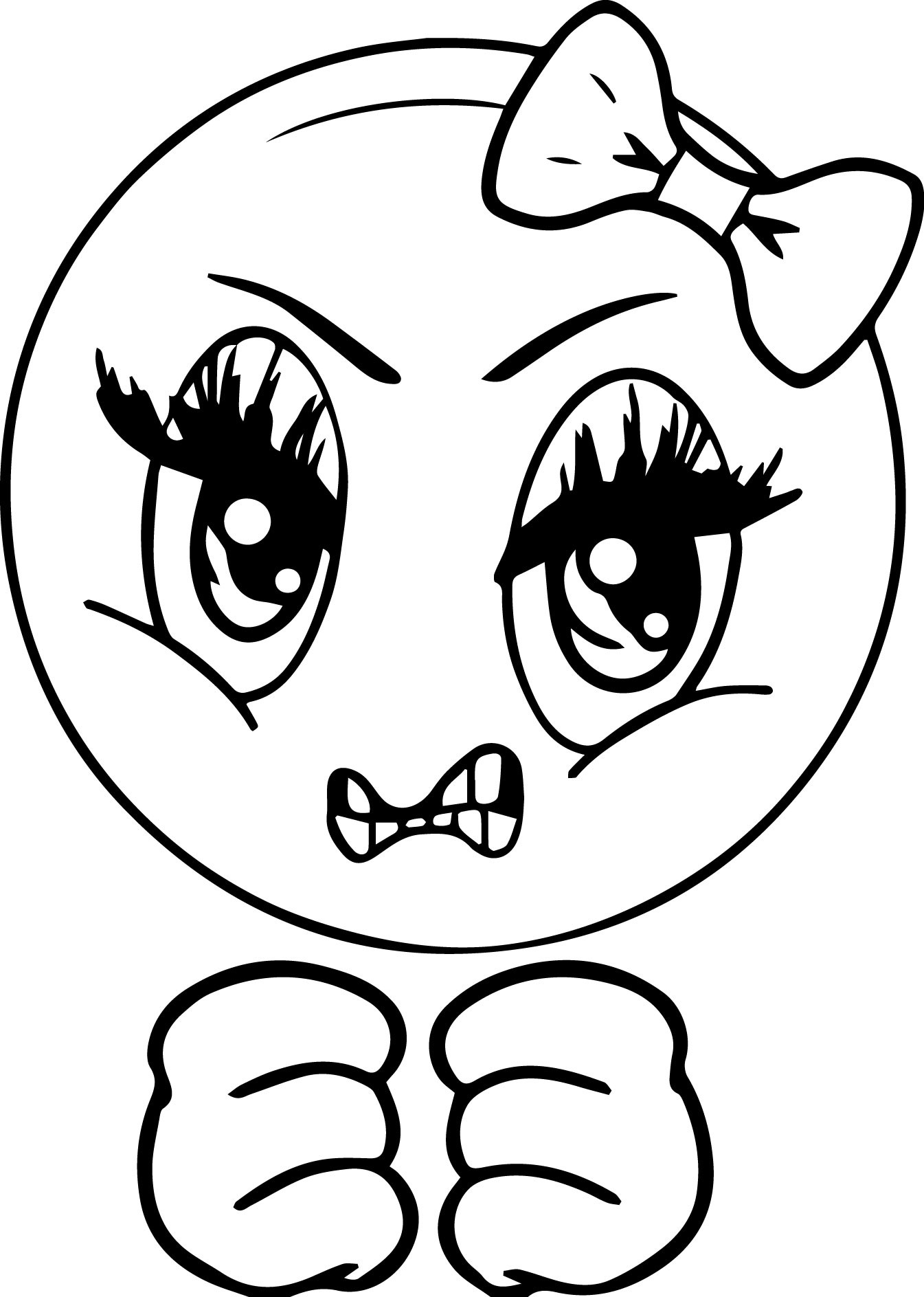 Girl Emoji Coloring Pages
 Angry Girl Smiley Emoticon Face Coloring Page