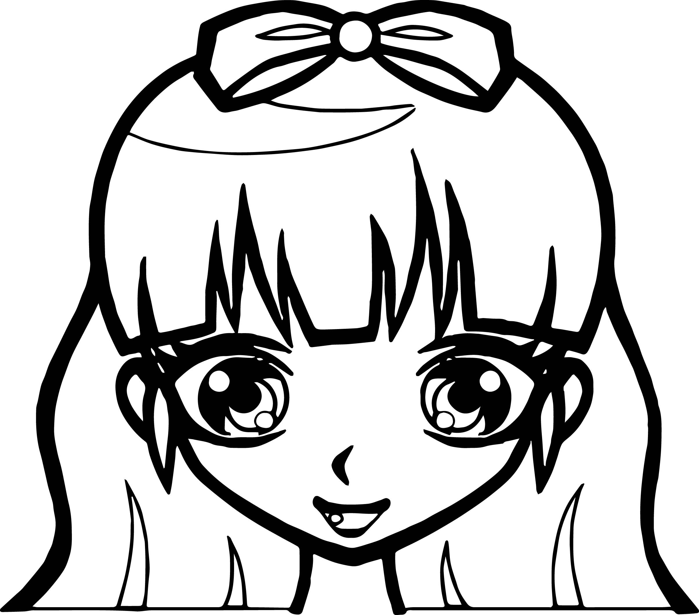 Girl Faces Coloring Pages
 Manga Cute Girl Face Coloring Page