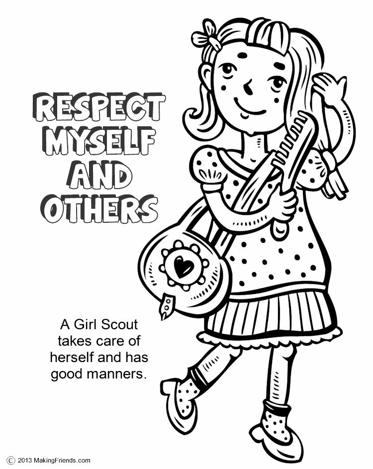 Girl Scout Coloring Pages
 The Law Respect Myself and Others Coloring Page