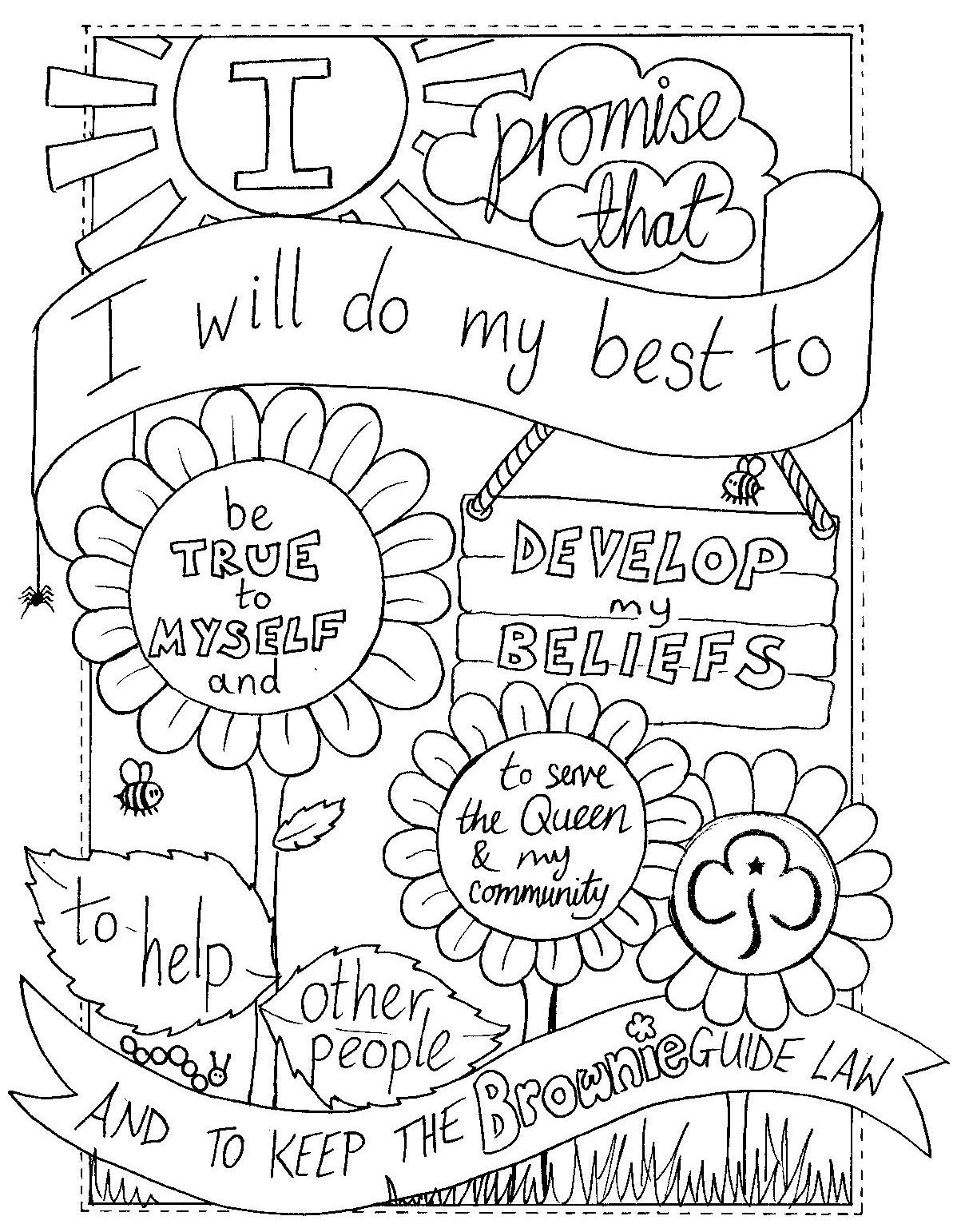 Girl Scout Law Coloring Pages Brownies
 UK Brownie Promise colouring sheet Created by emyb Emy