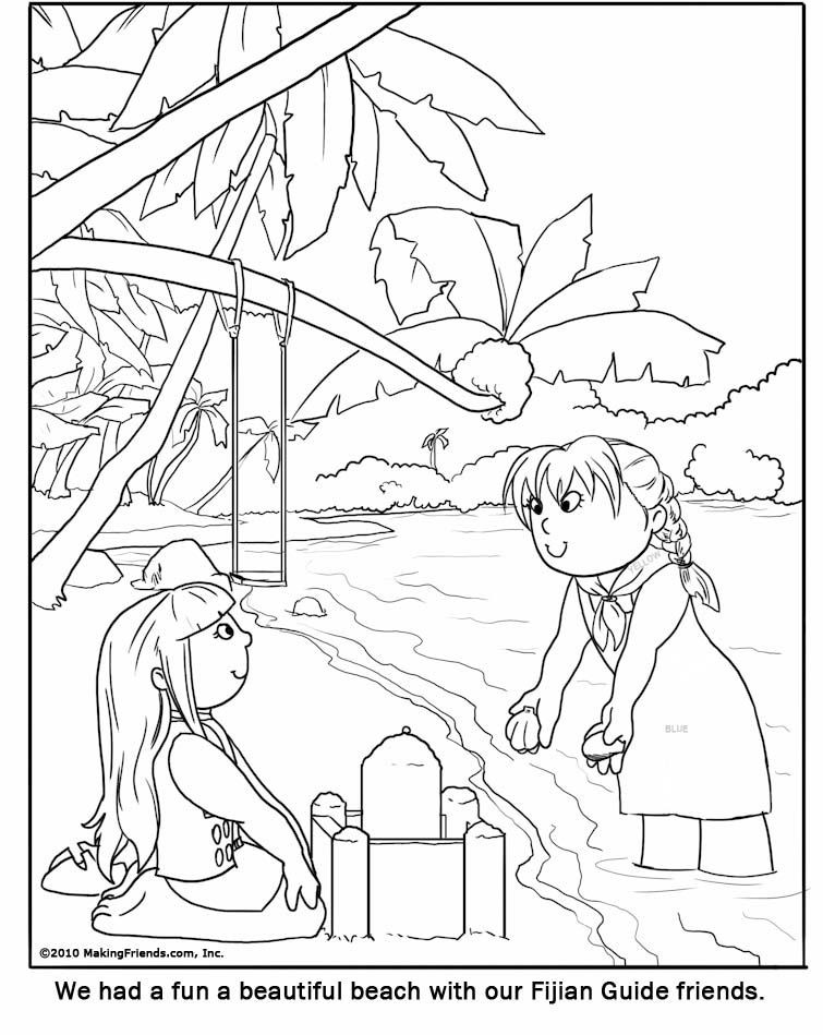 Girl Scout Thinking Day Coloring Pages
 Fijian Girl Guide Coloring Page