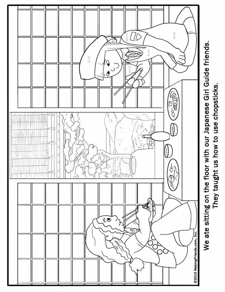 Girl Scout Thinking Day Coloring Pages
 Japanese Girl Guide Coloring Page