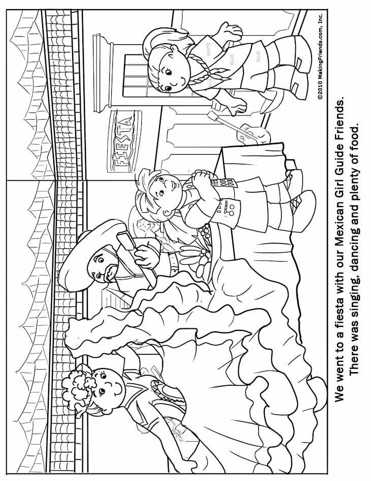 Girl Scout Thinking Day Coloring Pages
 Mexican Girl Guide Coloring Page