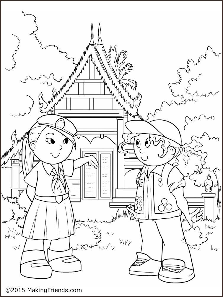Girl Scout Thinking Day Coloring Pages
 Thailand Girl Guide Coloring Page