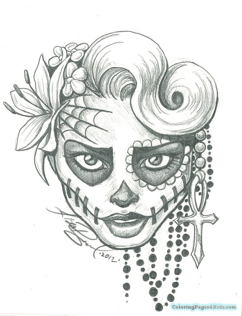 Girl Skull Coloring Pages
 Sugar Skull Girl Coloring Pages
