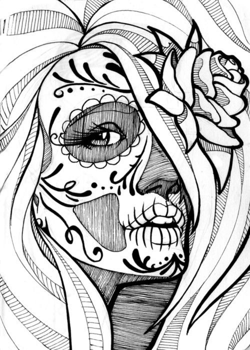 Girl Skull Coloring Pages
 Negritoo Day of the Dead Pinterest
