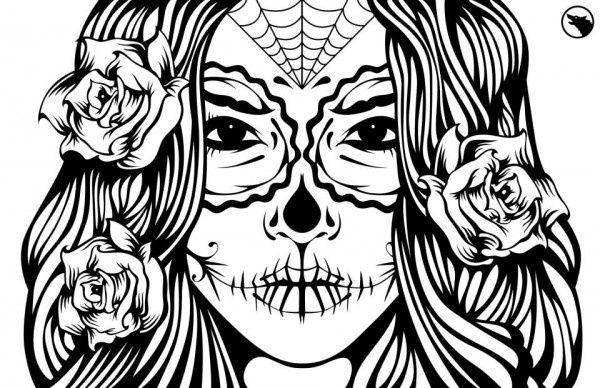 Girl Skull Coloring Pages
 Sugar skull girl illustration coloring page ideas