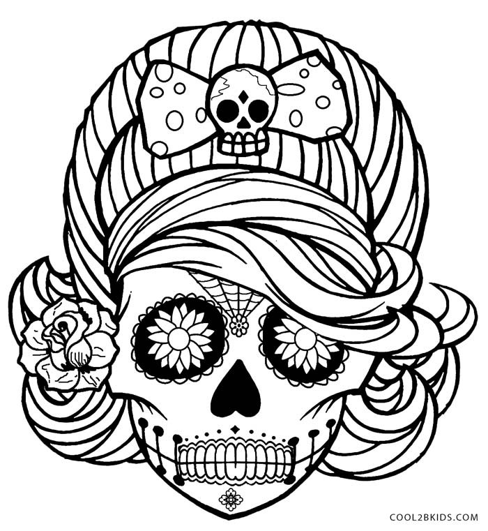 Girl Skull Coloring Pages
 Printable Skulls Coloring Pages For Kids
