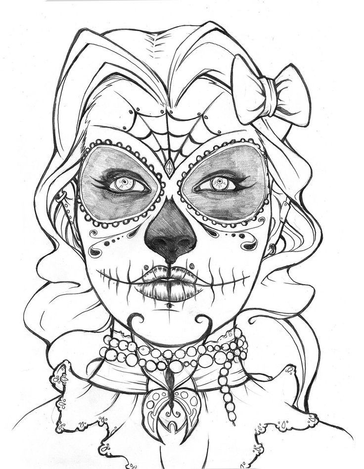 Girl Skull Coloring Pages
 Sugar Skull Coloring Page Coloring Home