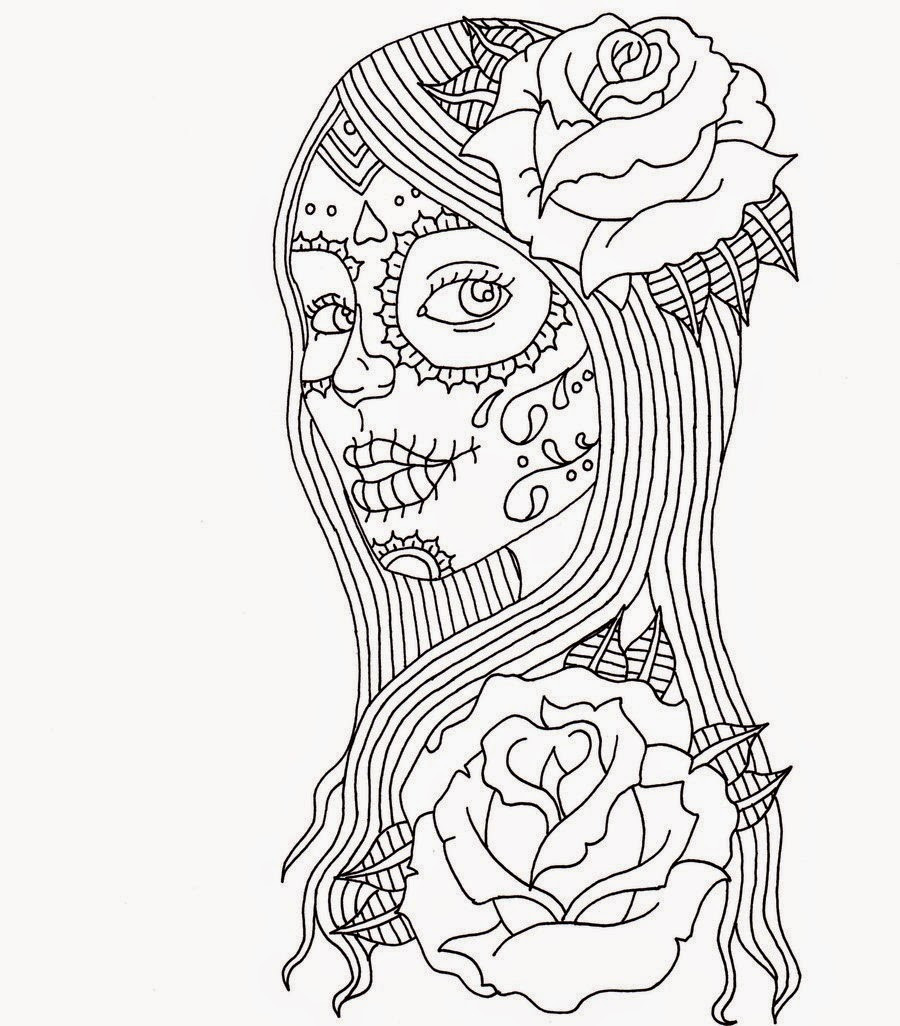 Girl Skull Coloring Pages
 Free Printable Day of the Dead Coloring Pages Best