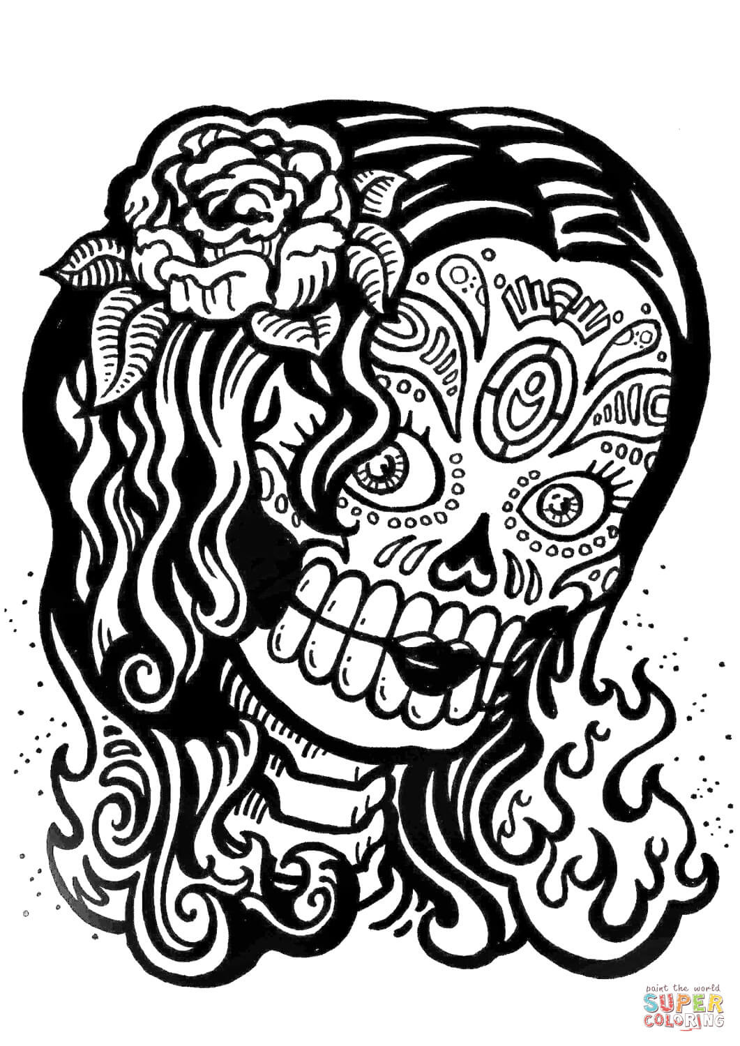 Girl Skull Coloring Pages
 Sugar Skull Girl coloring page
