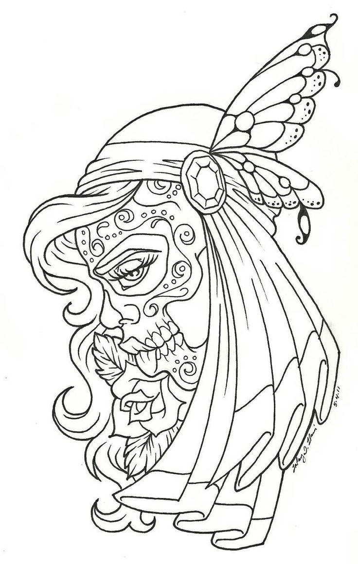 Girl Skull Coloring Pages
 Sugar skull woman skull Pinterest