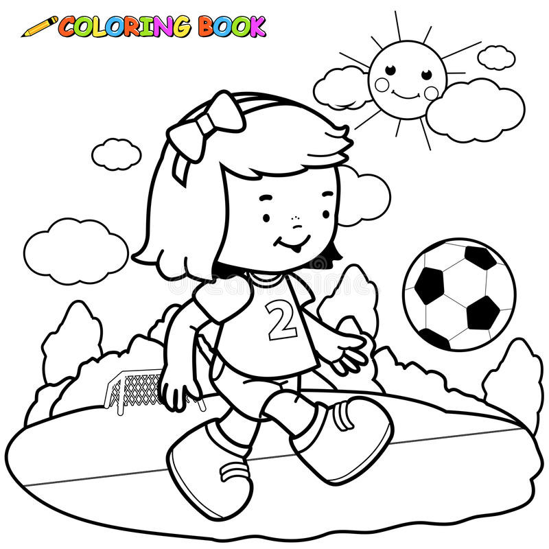 Girl Soccer Coloring Pages
 Girl Soccer Player Coloring Page Stock Vector