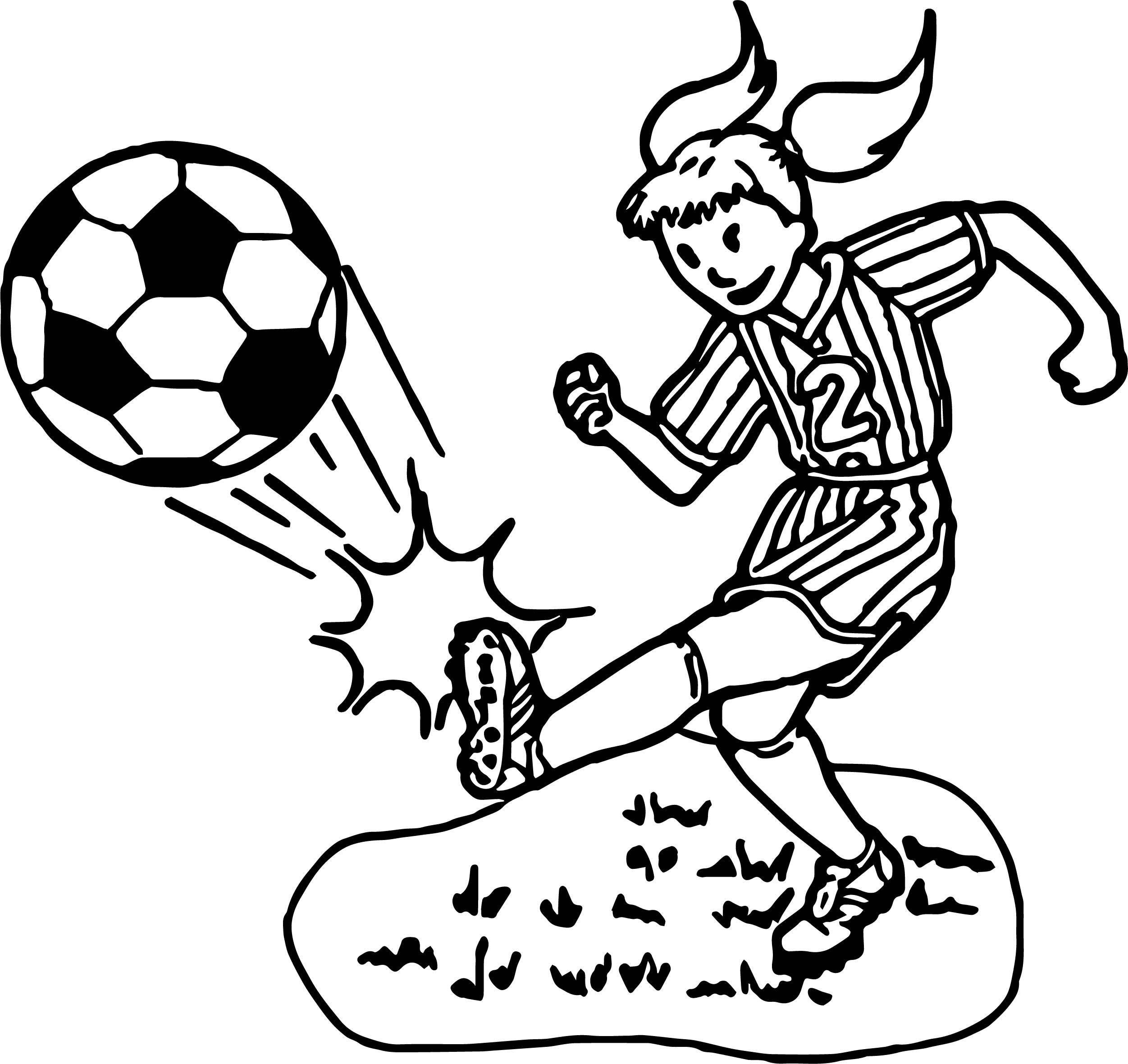 Girl Soccer Player Coloring Pages
 Kid Girl Playing Soccer Playing Football Coloring Page