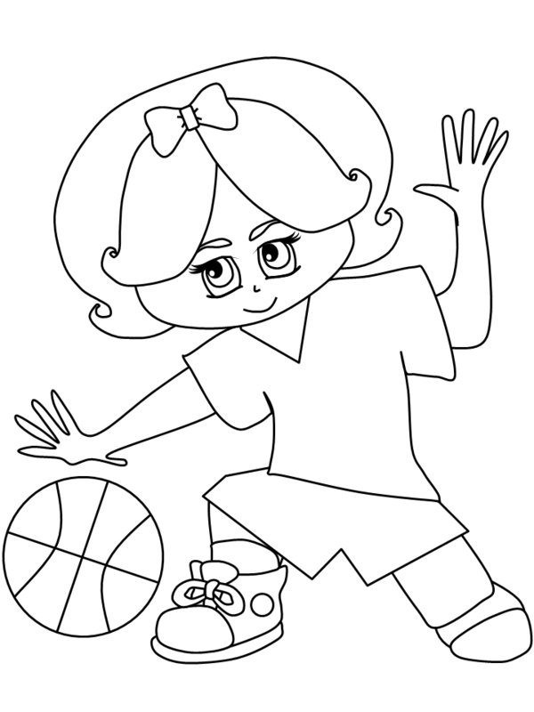 Girl Sports Coloring Pages
 Girl Basketball Coloring Pages For Kids