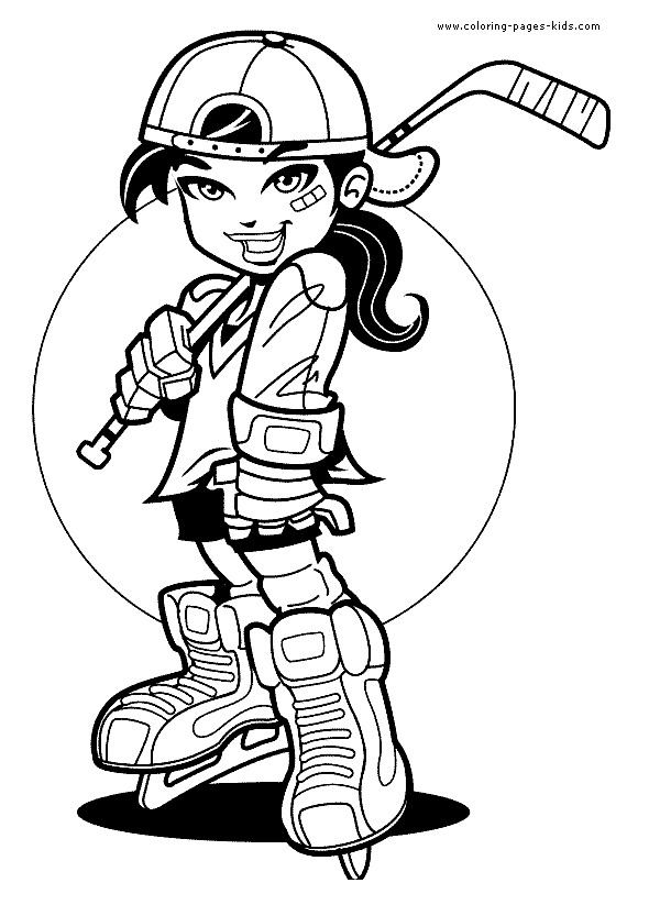 Girl Sports Coloring Pages
 Girl Ice hockey coloring sheet