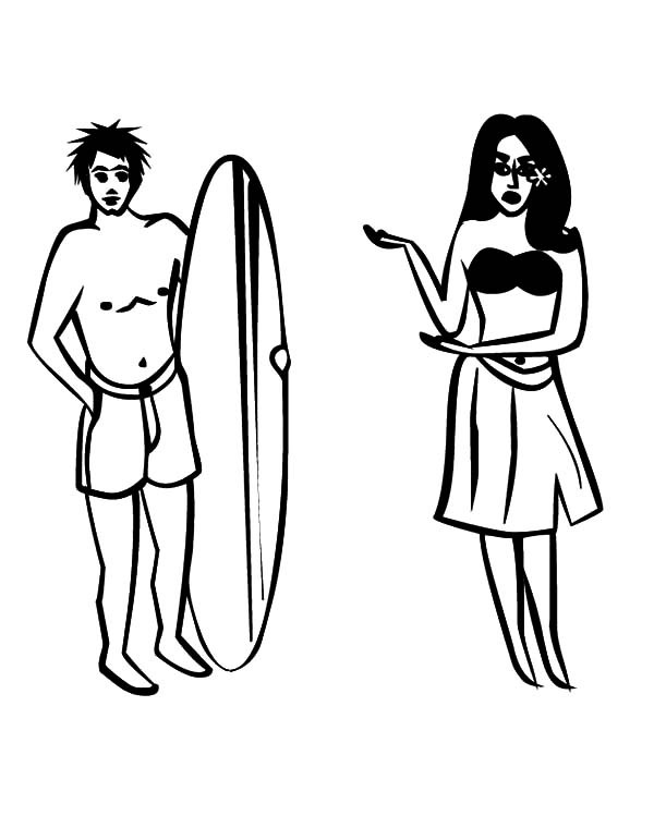 Girl Surfing Coloring Pages
 Surfer Boy Hawaii Wave Coloring Pages Surfer Boy Hawaii