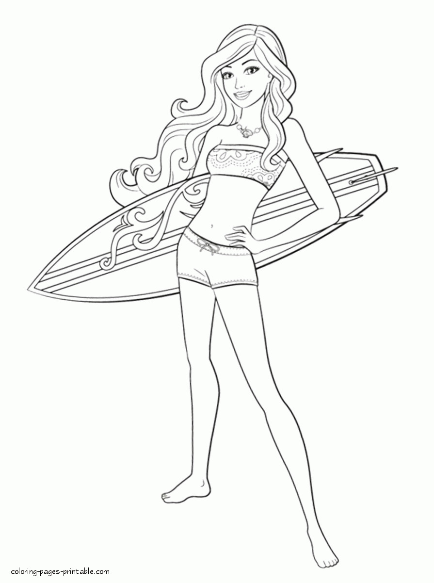 Girl Surfing Coloring Pages
 Barbie in a Mermaid Tale coloring pages 1 COLORING