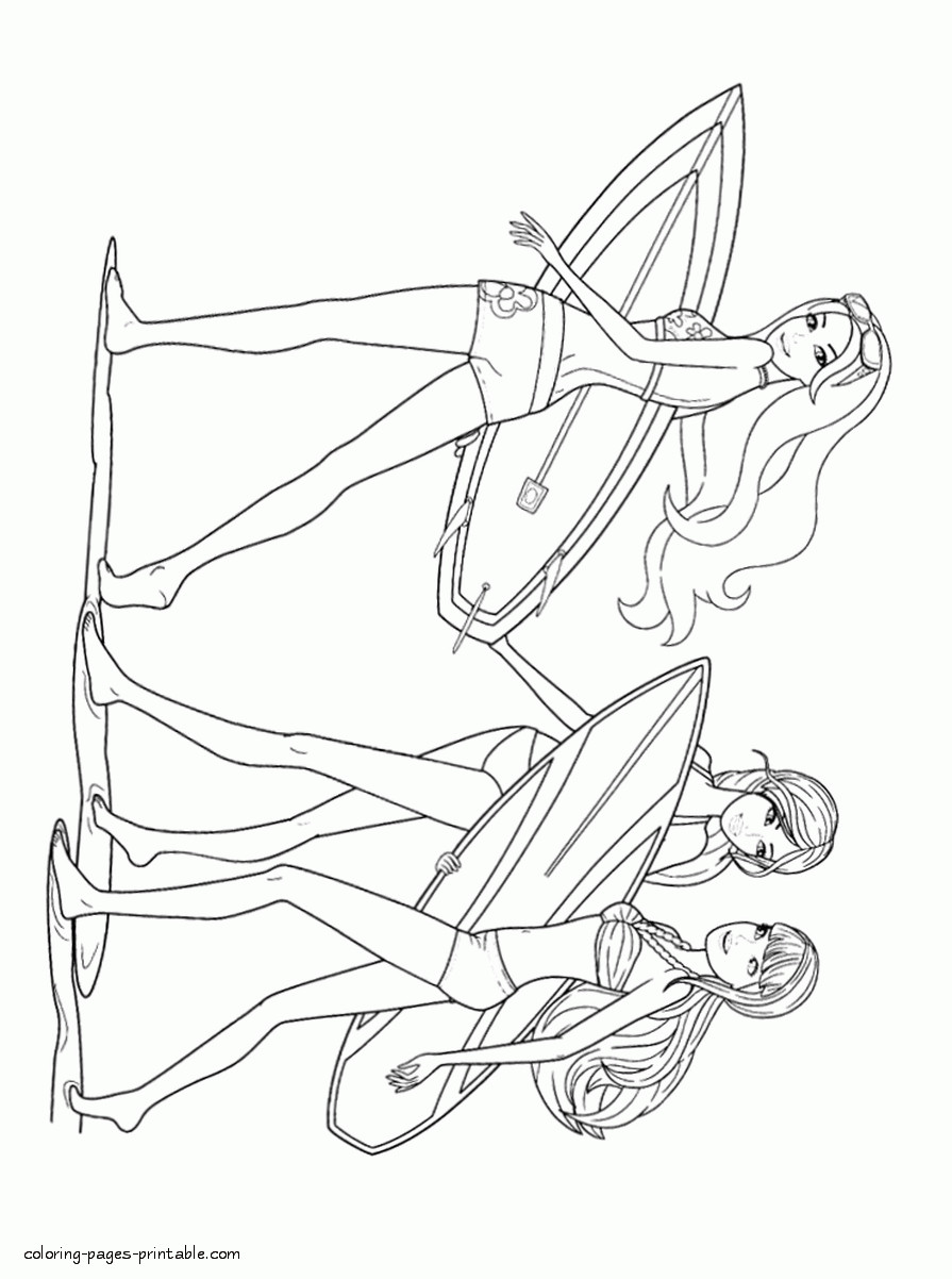 Girl Surfing Coloring Pages
 Printable Barbie in a Mermaid Tale coloring pages 3